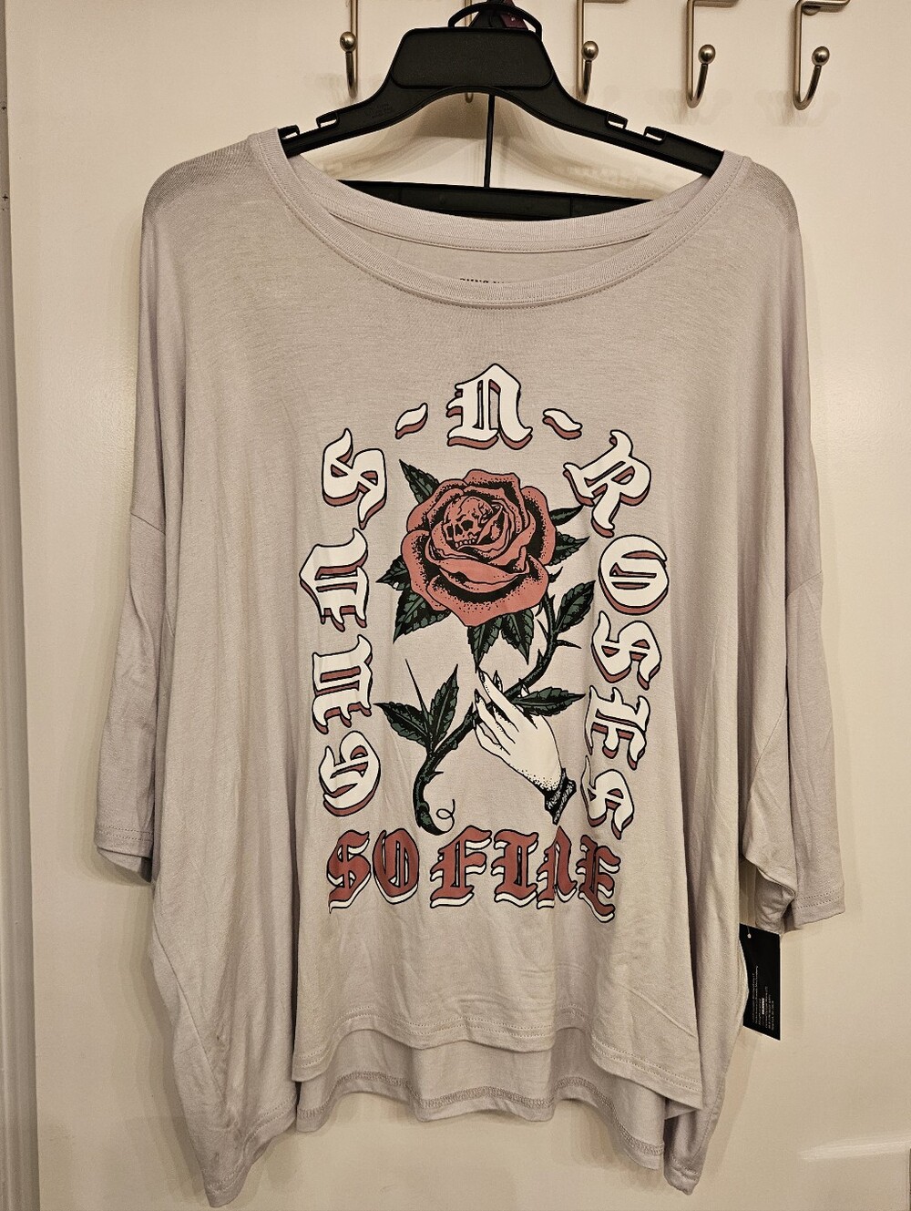 Guns N Roses Womens Sleep Set Gray 3X Band Tee Graphic Shirt NWT